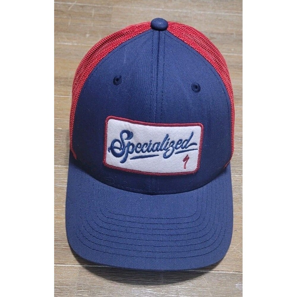 Specialized Trucker Hat Snapback Script Patch Red Blue Mountain Bike Bicycle